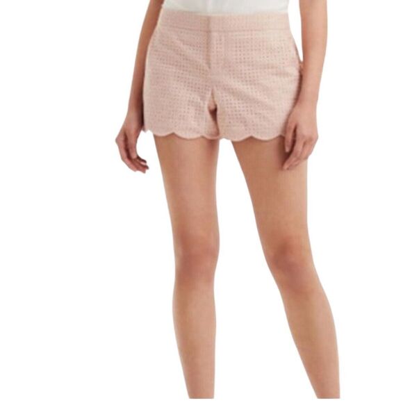 Club Monaco Dusty Pink Eyelet Shorts Scalloped Edge Women's Size 00 - Picture 1 of 7